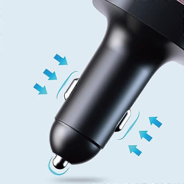 Bil Bluetooth-spiller 2 USB-porter Lader 7 fargelys FM-sender for håndfri samtale Svart
