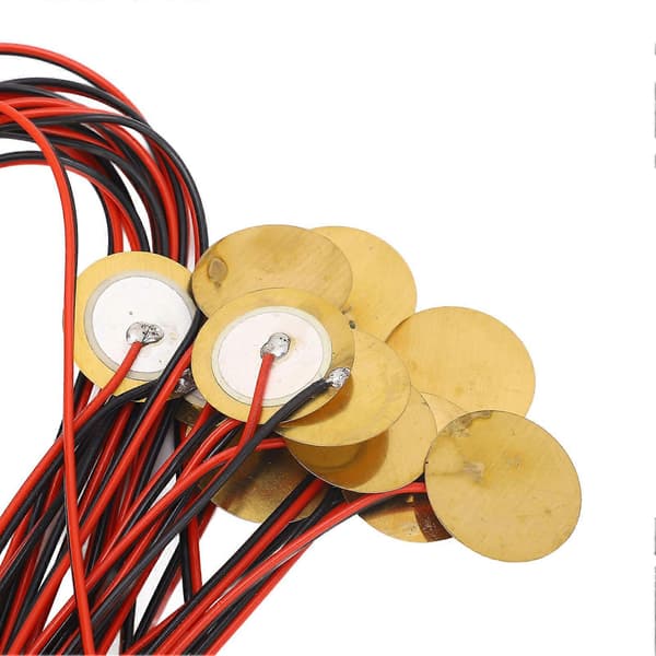 12 st 27mm Piezo Diskar med Tråd Mässing Piezoelektrisk Disk Piezo Pickup Transducer för Akustisk Gitarr Trumtrigger