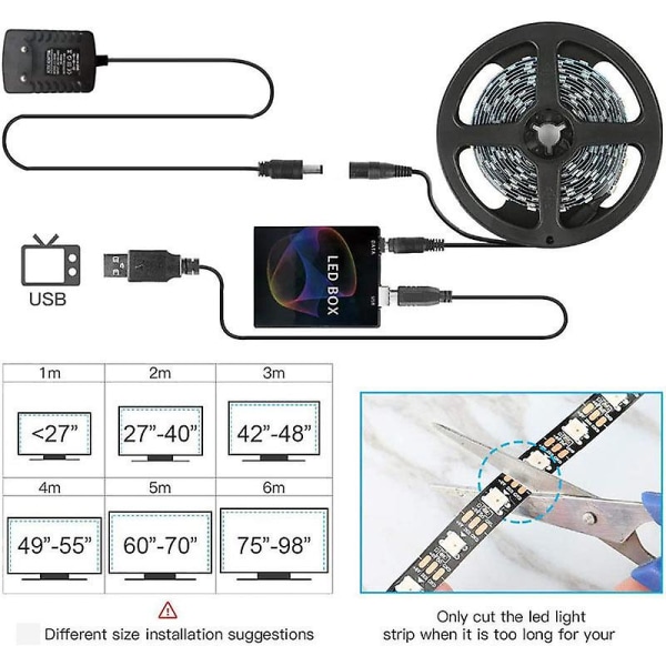 LED-TV-bakgrundsbelysning, TV-listbelysning, TV-skärm och PC-skärm, TV-bakgrundsbelysning 3M, 30 lampor per meter