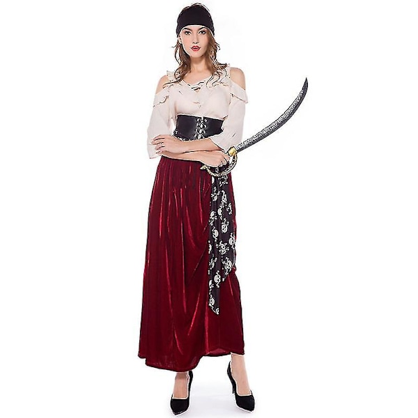 Pirates Of The Caribbean Kostym Elizabeth Cosplay Halloween Maskerad Dräkt Karnevalskostym För Kvinnor M