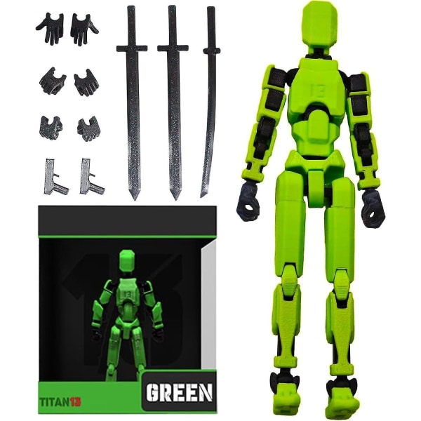 T13 Actionfigur, Titan 13 3D-tryckt Actionfigur, Lucky 13 Actionfigur, Nova 13 Actionfigur Dummy 13 Actionfigur Green