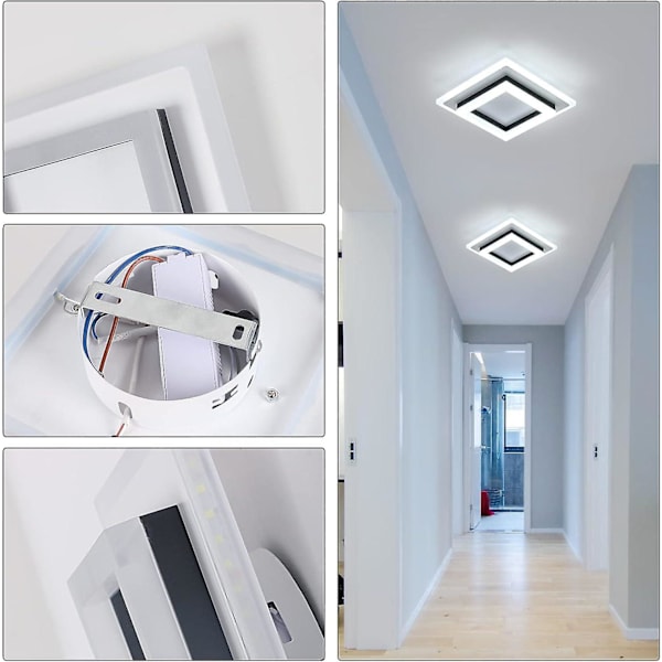 LED Taklampe, 24W Moderne Taklampe, Firkantede LED Taklamper For Soverom Gang Kontor Kit