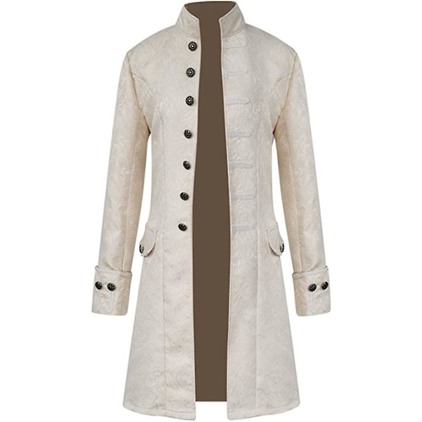 Miesten Steampunk Vintage -takki Halloween-asu Retro Gothilainen Viktoriaaninen Frakkitakki Uniformu White X-Large