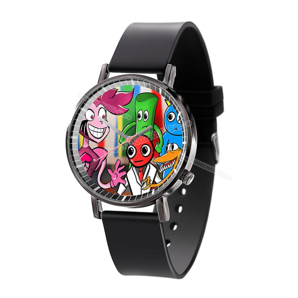 Rainbow Friends Klocka Cartoon Armbandsur Läder Tryck Klocka Heta Spel Quartz Elektronisk Klocka Leksak Födelsedagsfest Present 2023 Rainbow Friends-17