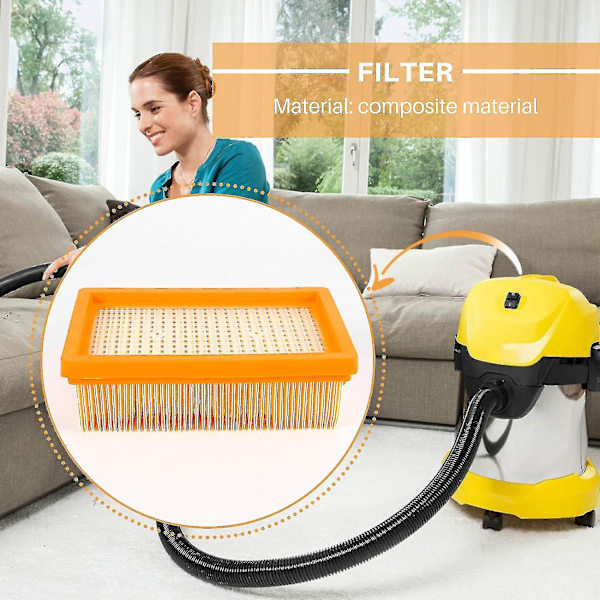 3 stk. Udskiftningsfilter til støvsuger til Karcher fladplisseret Mv4 Mv5 Mv6 Wd4 Wd5 Wd6 P Premium W