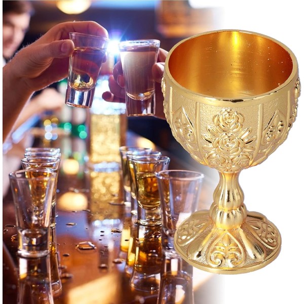 2st Royal Chalice Präglad Cup, Vintage Handgjord Bägare Bägare med Mönster (Pumpa guld) Gold