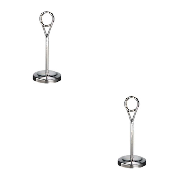 1/2/3/5 Bordnummerholder i rustfrit stål Skiltholder Fotostativ Til Silvery 15cm 2PCS