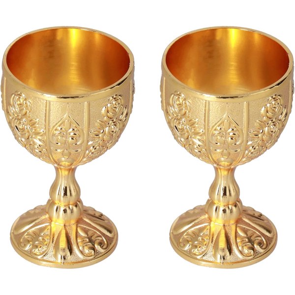 2st Royal Chalice Präglad Cup, Vintage Handgjord Bägare Bägare med Mönster (Pumpa guld) Gold