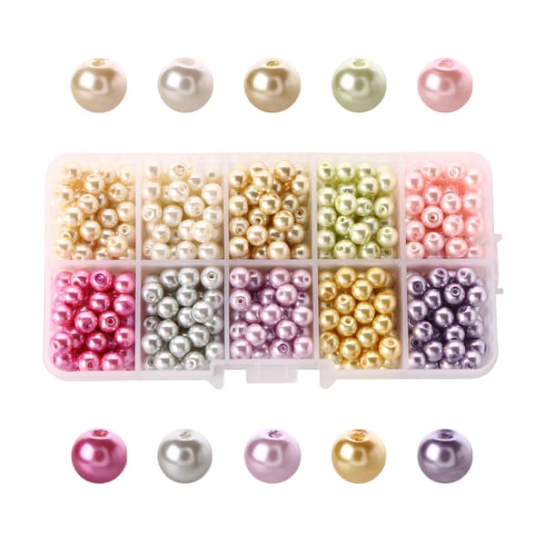 500 stk. 10 Farver Glasperler Runde Perler Glatte Satin Tiny B