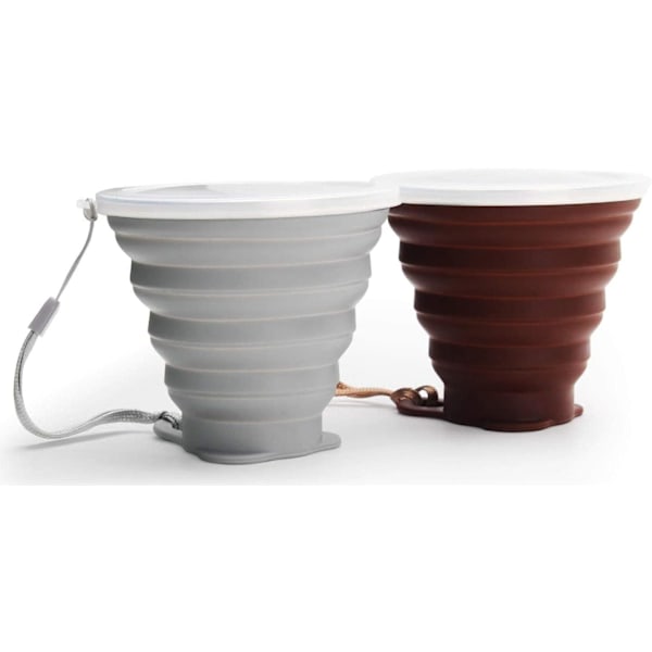 2 st. Bärbara Kaffemuggar, Lätt Resekopp, FDA- och BPA-fri Bärbar Kaffemugg, Större Kapacitet 270 ML Silikon Vikbar Resekopp qd