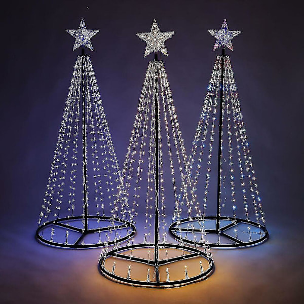 Jouluinen kartiopuu koriste LED-valoilla tähti joulu koti sisä- ja ulkokäyttöön Multi Colour 5FT