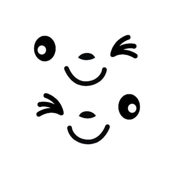 6 st (Svart) Bilbackspegeldekaler, Blinkande Smiley