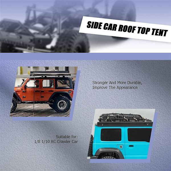 Side Car Takmontert Telt Markise Regnbeskyttelse Solskjerm Campingtelt for 1/10 RC Crawler Bil AXIAL Black