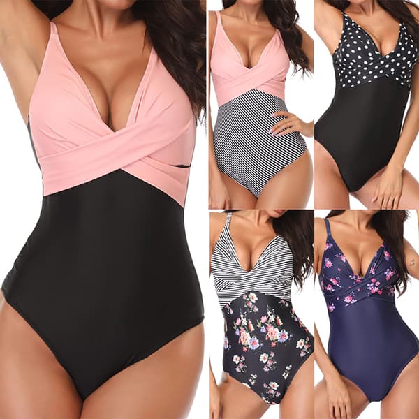 Bikini Push up Badedrakt Dame Badeklær Rosa & Svart M