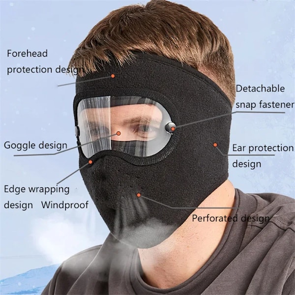 Tuulenpitävä kasvojenlämmitin talvihattu hiihto hengittävät maskit fleece lämpömaskit lippalakit suojalaseilla huurtumista estävät pyöräilylippalakit Balaclava qd