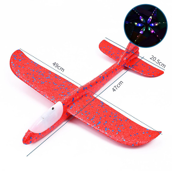 48 cm stort skumflygplan Glider Hand Throw Airplane Inertial Outdoor Launch Barnleksaker Red Body Light