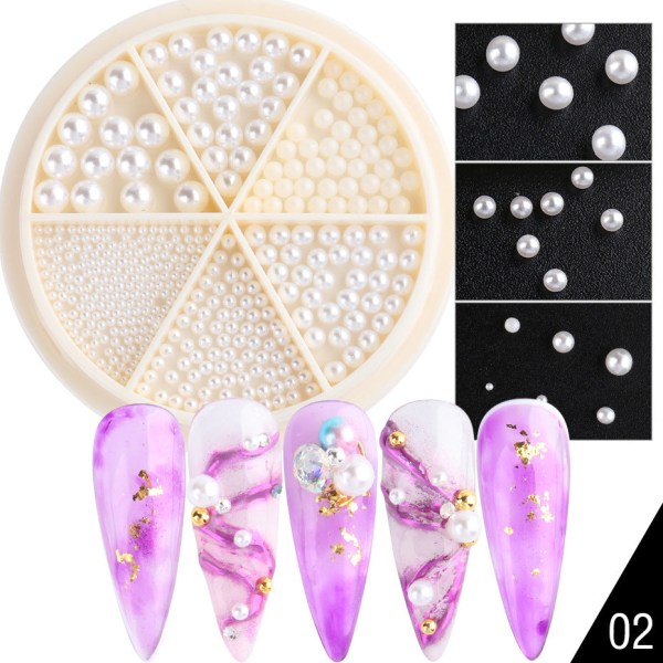 Nail Art Ins Halvcirkel Flat Pearl White (Round Pearl)