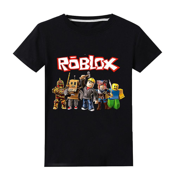 Roblox Kids Kortärmad T-shirt Pojkar Summer Tee Shirt Crew Neck Top Black 5-6Years