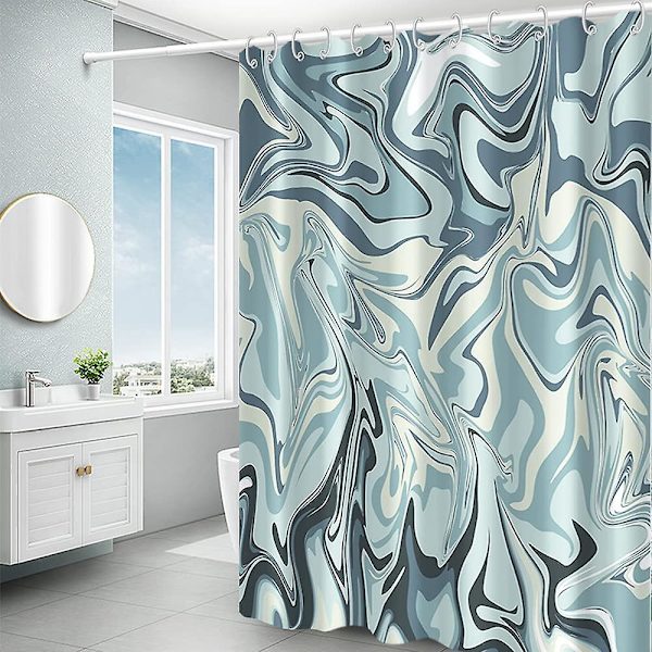 Marmor badrum duschdraperi lila guld tyg duschdraperier med krokar akvarell abstrakt duschdraperi foder 72x72 tum Light Blue 72x84 inch