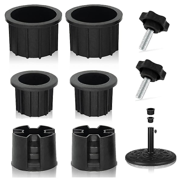 8 stk. Paraplyfod Stand Hul Ring Prop Dæksel og Hætte Terrasse Paraplyfod Stand Base Stabilisator black