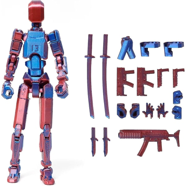 T13 Actionfigur, Titan 13 3D-tryckt Actionfigur, Lucky 13 Actionfigur, Nova 13 Actionfigur Dummy 13 Actionfigur Bluered