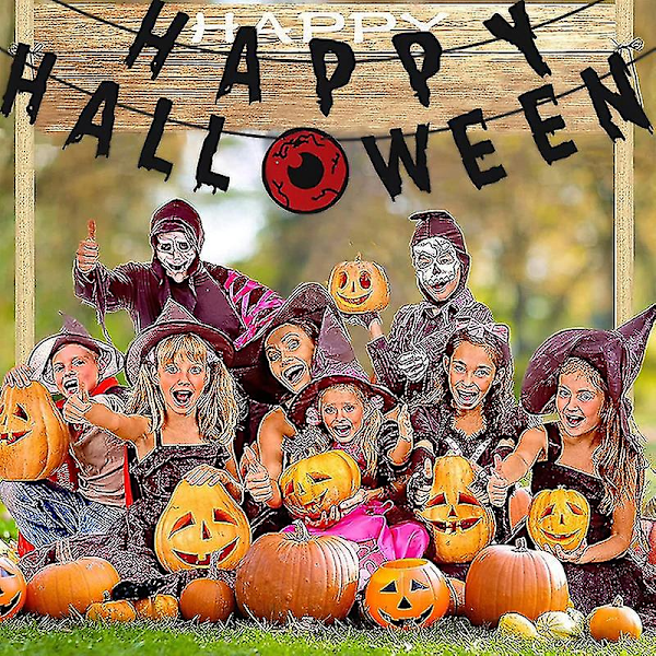 1 Sett Halloween Banner Vanntett Glatt å Ta på Fin Tekstur Falmebestandig Flerbruks Dekorativ Ikke-vevd Stoff Halloween Banner Ornament Foto G