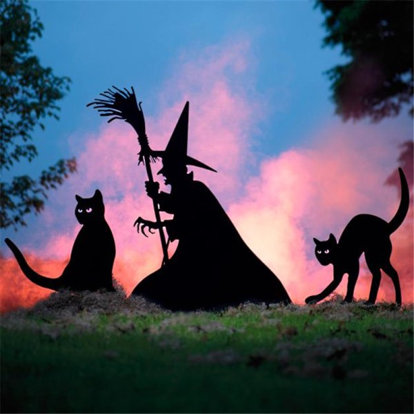Häxa siluett smidesjärn utomhus dekorativ prydnad Halloween trädgård gård dekoration C