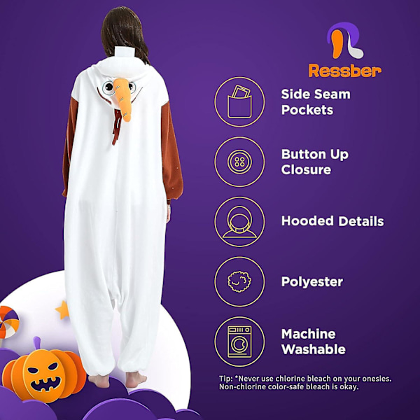 Unisex Vuxen Onesie Pyjamas Djur En Delig Halloween Kostym Julsovkläder Jumpsuit Olaf M