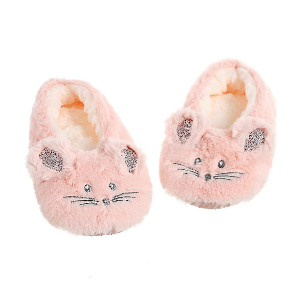 Hjemme Fuzzy Hjemmesko Dame Vinter Pels Bomuld Varm Plys Skridsikker Grib Indvendig Fluffy Dovne Kvinde Museører Broderi Gulvsko Pink 39to41