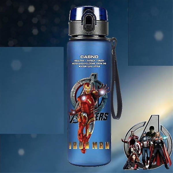 Hämähäkkimies Hulk Anime Juomapullo Rautamies Kapteeni Amerikka Pojat Sarjakuva Muoviset Juomakupit Lapset Aikuisten Vesilasi 560ml 3