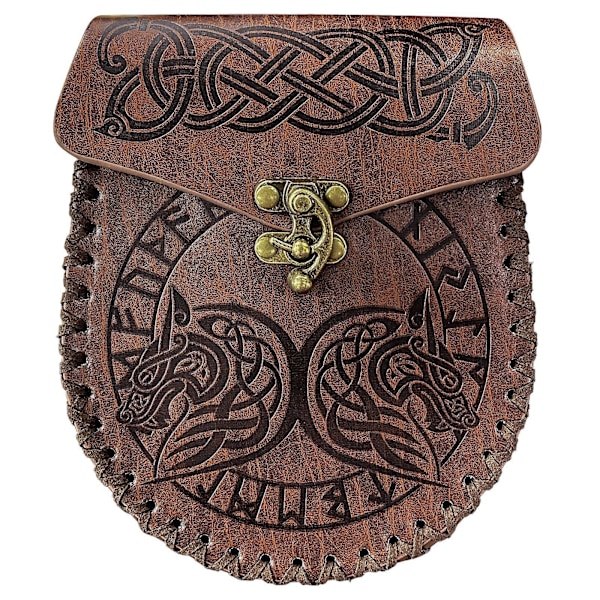 Keskiaikainen vintage-rahapussi, laukku, asustetarvike miehille ja naisille, viikinkityylinen nahkainen kiristysnyörilaukku, kolikkolompakko 1 One Size-Medieval