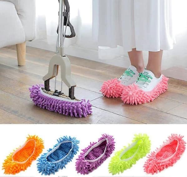 5 Par Mop-Tøfler, Mikrofiber Støvmopp Sko Multifunksjonell Gulvrensing Sko