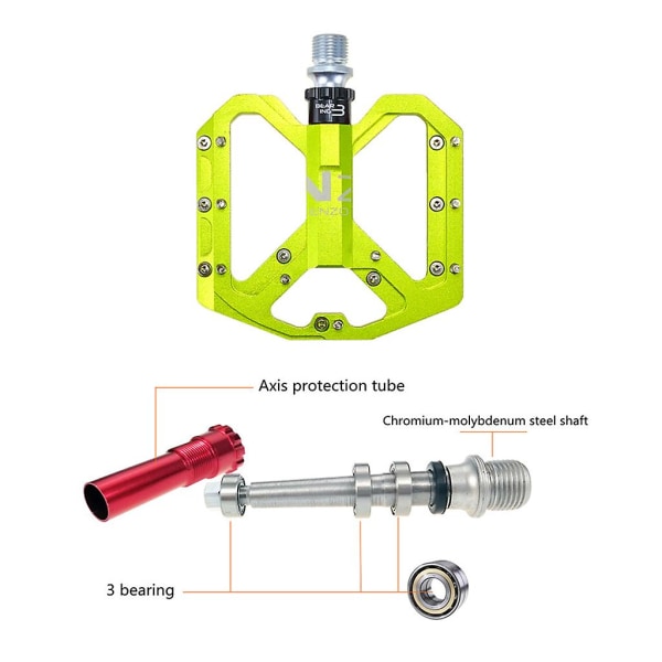 3 kullager Mountainbike aluminiumlegering Palin breda pedalplattformspedaler Red