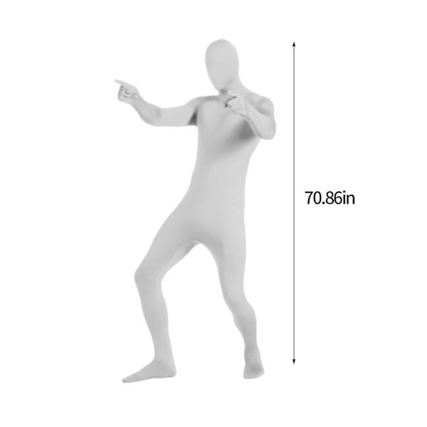 Unisex Spandex Joustava Aikuisten Naamiaisasu Katoava Mies Kokovartalopuku Karnevaaliasut White 175-185cm