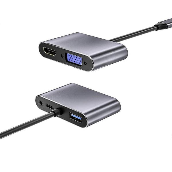 USB C Hub 5 i 1 Typ C 3.0-adapter till 4K-kompatibel VGA USB 3.0 PD snabbladdningssplitter för bärbar dator