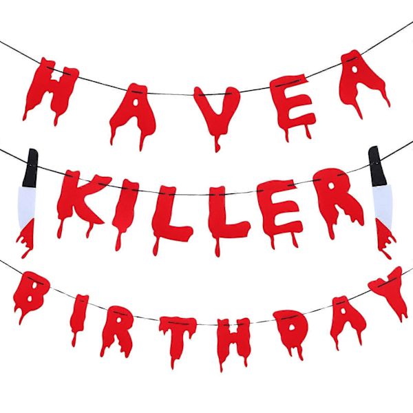 1 Set "Have A Killer Birthday Party" Banner Halloween Horror Birthday Party Dekoration Red 22X8CM