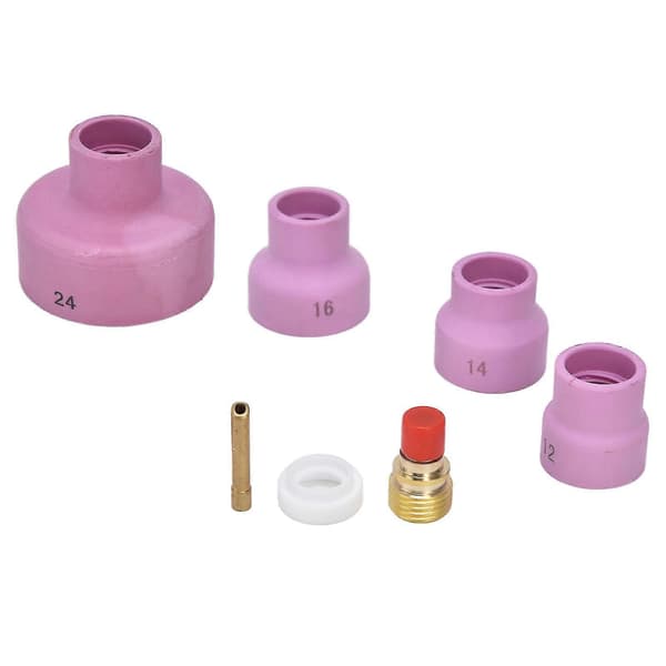 TIG Gasslinsekit med 7 stk. keramiske kopper, elektrodeholder og PTFE frontdeksel for WP 9 20 25