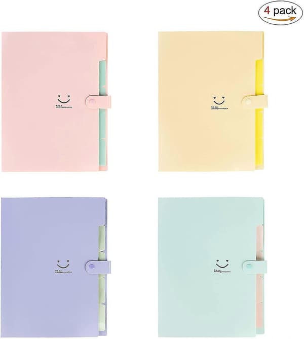 Koffertsorterer, trekkspillmappe med lommer, dokumentholder med 5 rom