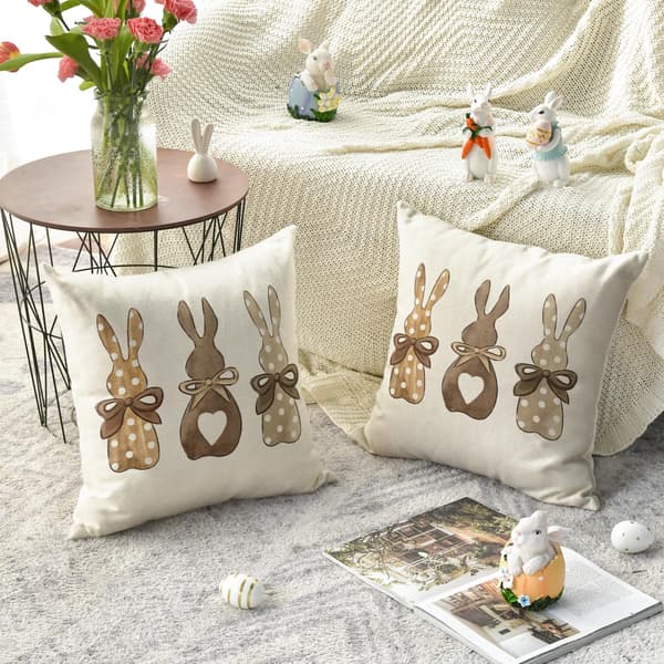 Decorative Pillow Cover with Dots Rabbit Easter Spring 45x45 cm for Sofa Living Room