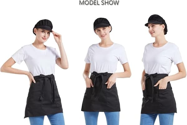 3-pack kockmössor i mesh - svart, unisex köksmössor med mesh, W