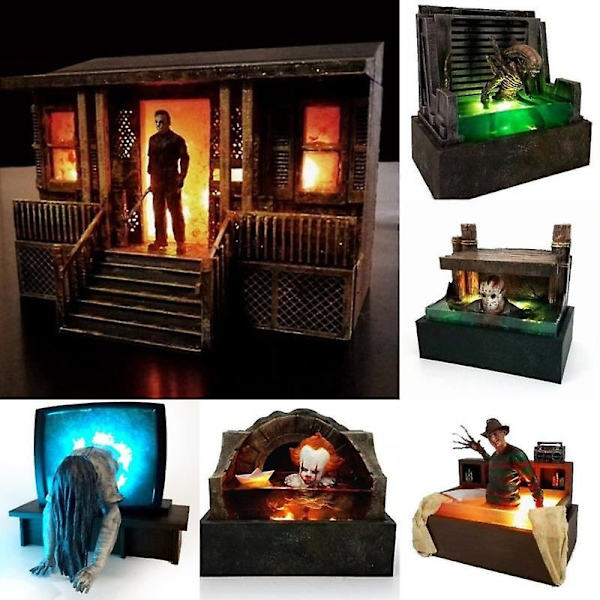 Jason Voorhees Figur Halloween Skräck Jason Samara Morgan Light Up Diorama Yamamura Sadako