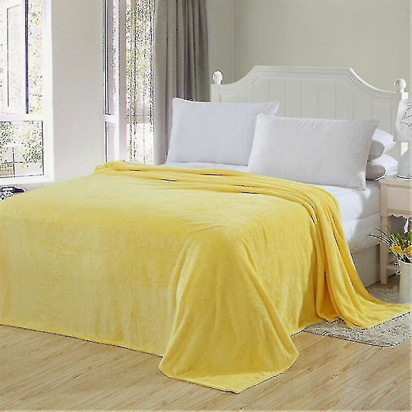 Pehmeä ja mukava suuri tekoturkistilkkupeitto sohvalle ja sänkyyn, parivuode ja king-size Yellow King (200 cm x 230 cm)