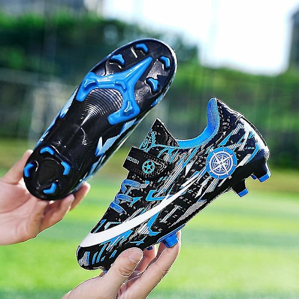 Barn Ungdom Gräs Fotbollsskor Skor Fotboll inomhus Fritidssport casual X1577a BlackBlue 28