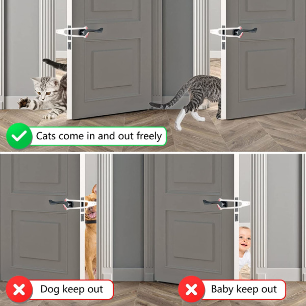 Justerbar kattlucka för att förhindra att hundar kommer i kontakt med sopor och mat, elastisk rem gör att katter kan komma in, baby (2 förpackningar)