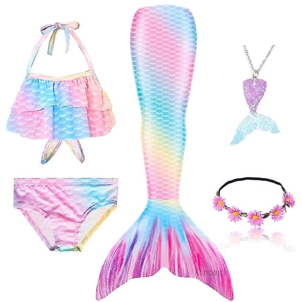 2023-5 st/set flickdräkt för flickor, Den lilla sjöjungfrun, cosplay, strandkläder, badkläder-1 Package 11 110