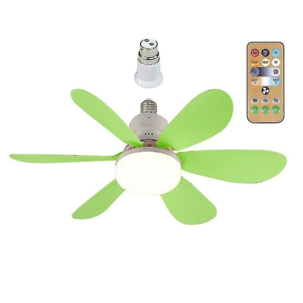 E27 Moderne Reversibel Loftventilator Lampe 40w Soveværelse Fjernbetjening Ventilator Lampe Green Ordinary lampshade
