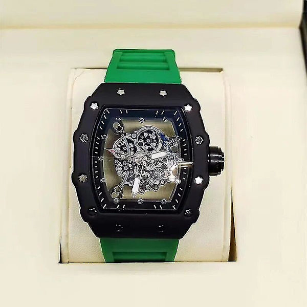 Toppmärket automatisk sportkörning sekunder 3 stift transparent botten fullfunktion herr lyx RM watch herr kvarts watch 3