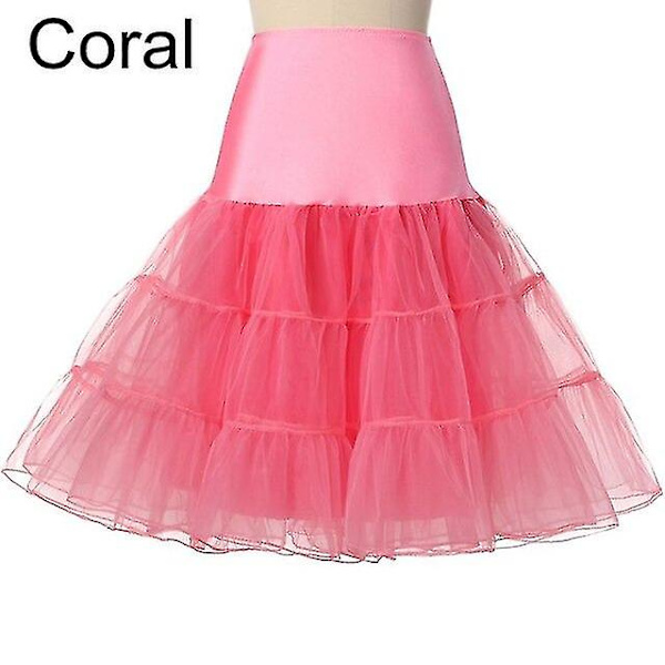 50-tals Cosplay Petticoat Rockabilly Klänning Krinoliner För Kvinna Bröllop Brud Underskört Rockabilly Tutu Snngv Coral M