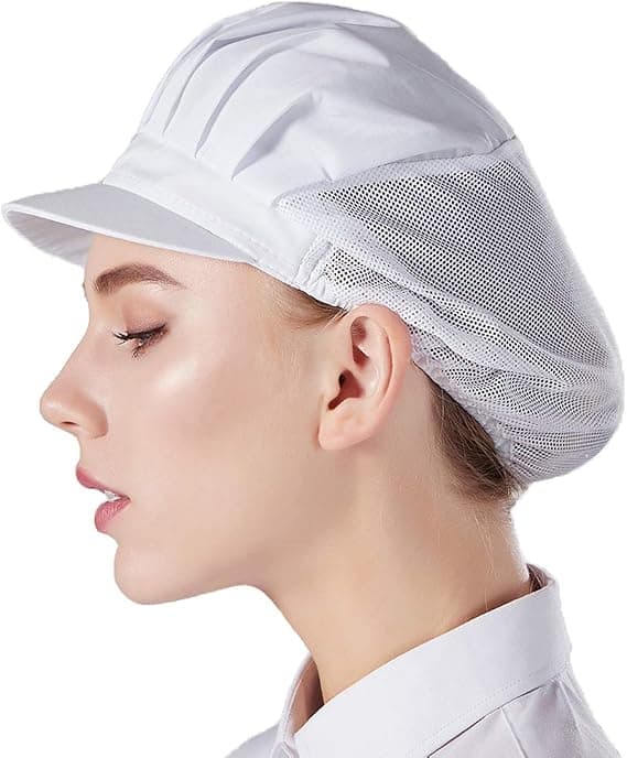 3-pack kockmössor med halvnät - vit, unisex köksmössor med nät