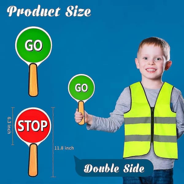 Tosidig Stopp- og Gå-trafikkpadle - 6,3x11,8 tommer